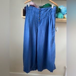 Anthropologie cropped wide leg, high waist pants.